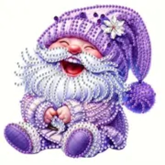 NWT PURPLE LAUGHING GNOME DIAMOND ART 7.9” x 7.9” GREAT GIFT - Picture 1 of 3